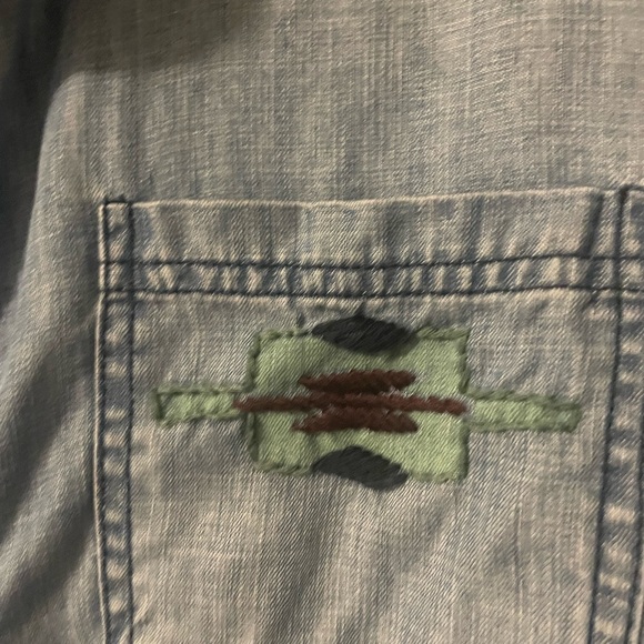 Double D Ranch Light Blue Denim shirt dress or top with embroidery - Picture 7 of 8